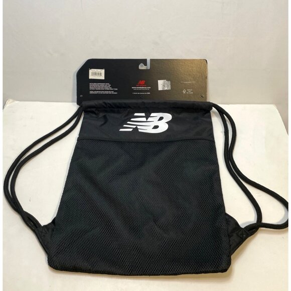 New Balance drawstring backpack gym travel bag pocket 17" x 13" LAB11100 black - Picture 1 of 8